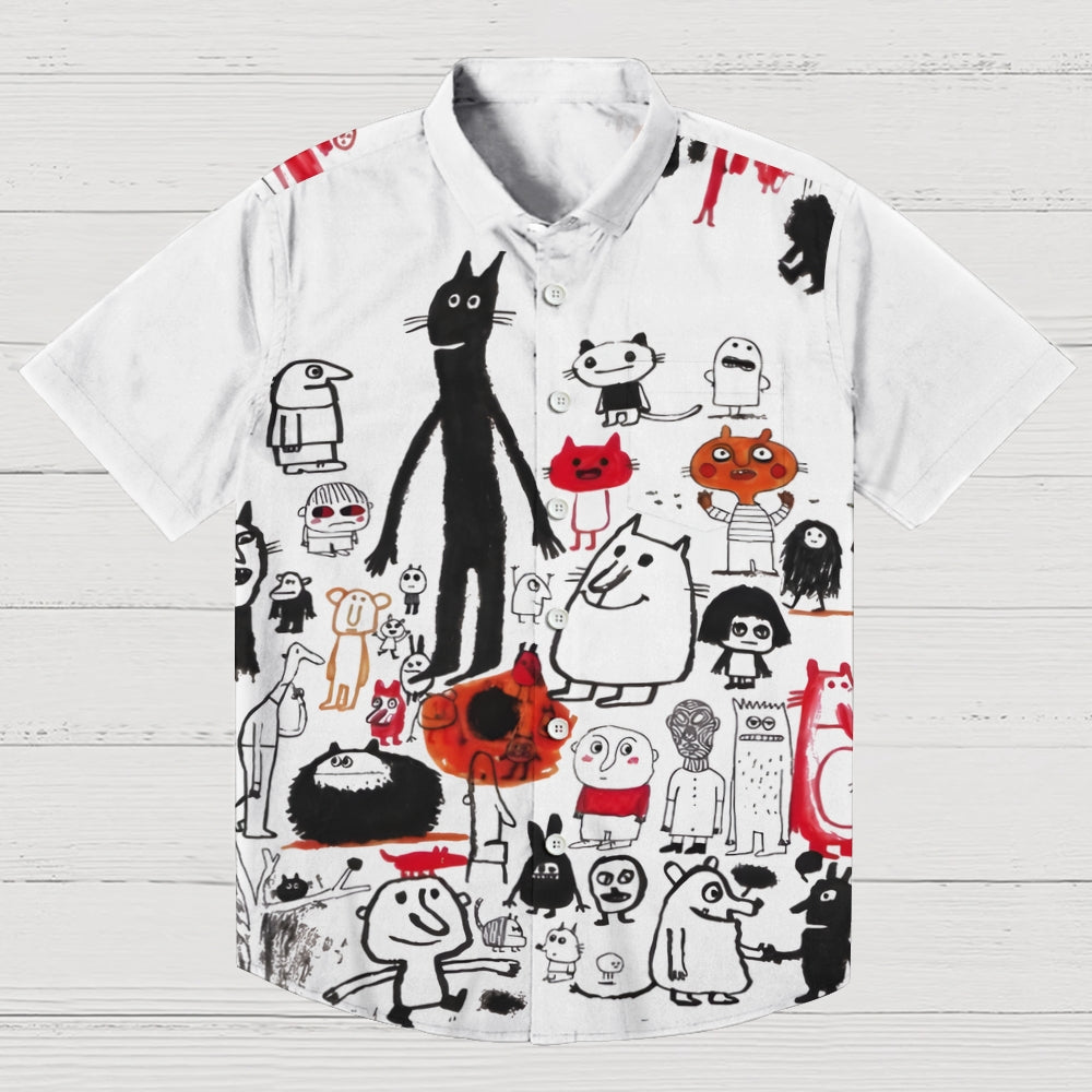 Funny Graffiti Printed Men's Short-sleeved Shirts