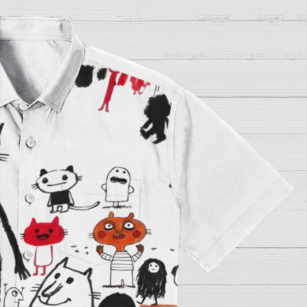 Funny Graffiti Printed Men's Short-sleeved Shirts