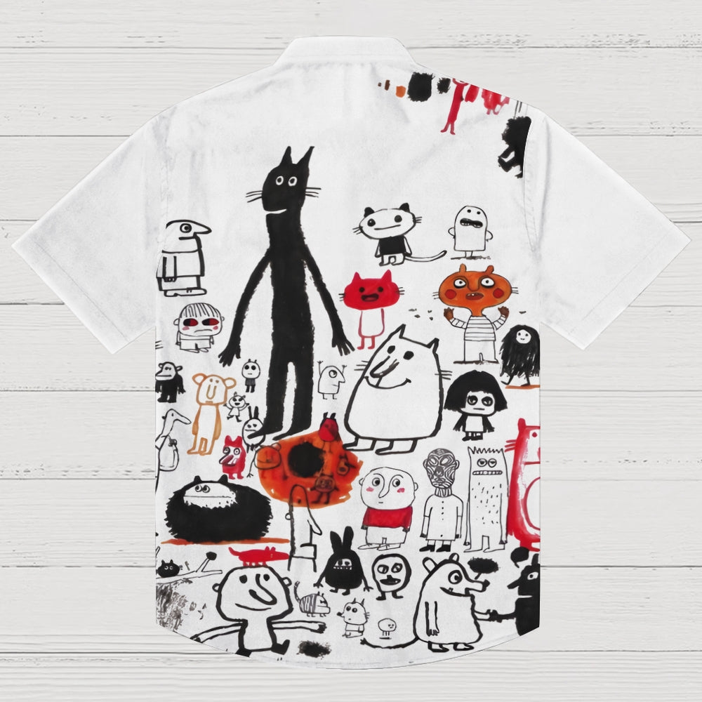 Funny Graffiti Printed Men's Short-sleeved Shirts