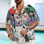 Vintage Graffiti Printed Men's Short-sleeved Shirts