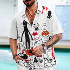 Funny Graffiti Printed Men's Short-sleeved Shirts