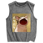 Pop Cat Vintage Distressed Washed Tank Top