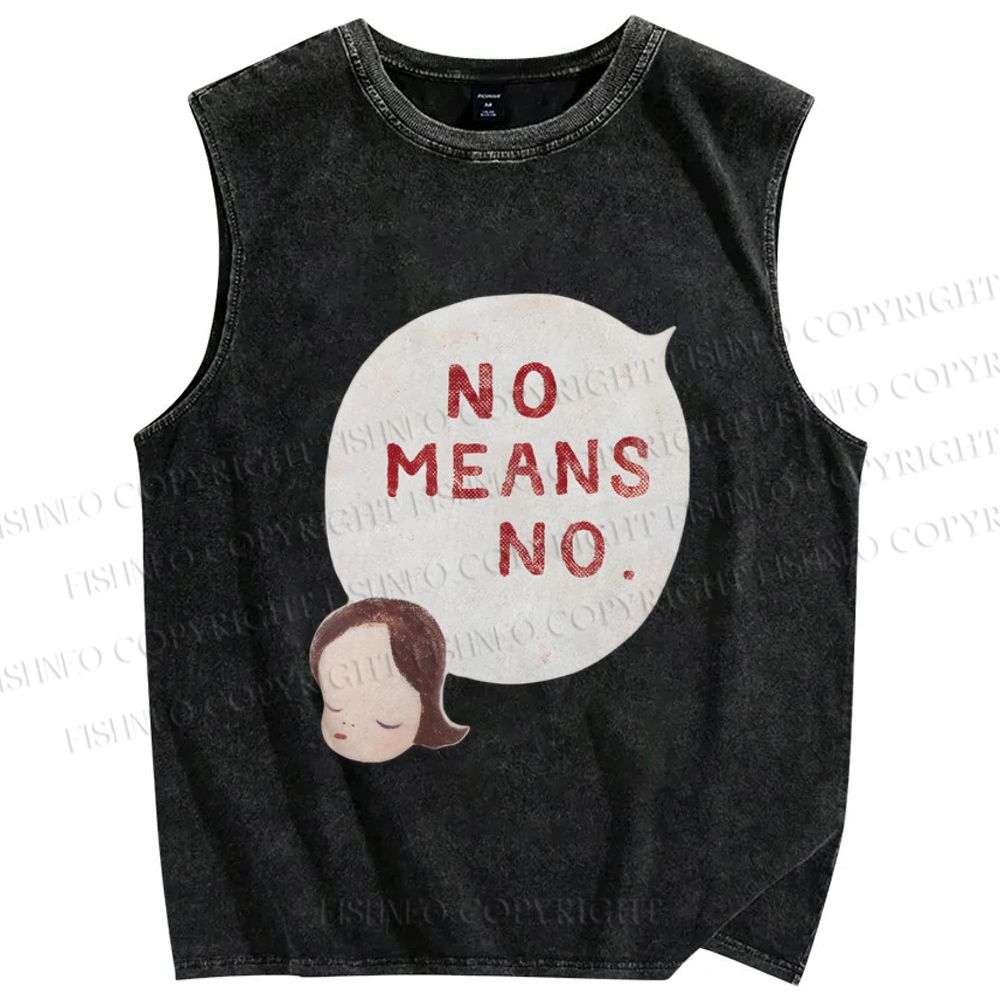 Unisex Yoshitomo Nara No Means No Printed Washed Tank Top