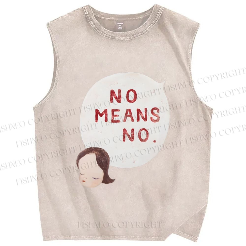 Unisex Yoshitomo Nara No Means No Printed Washed Tank Top