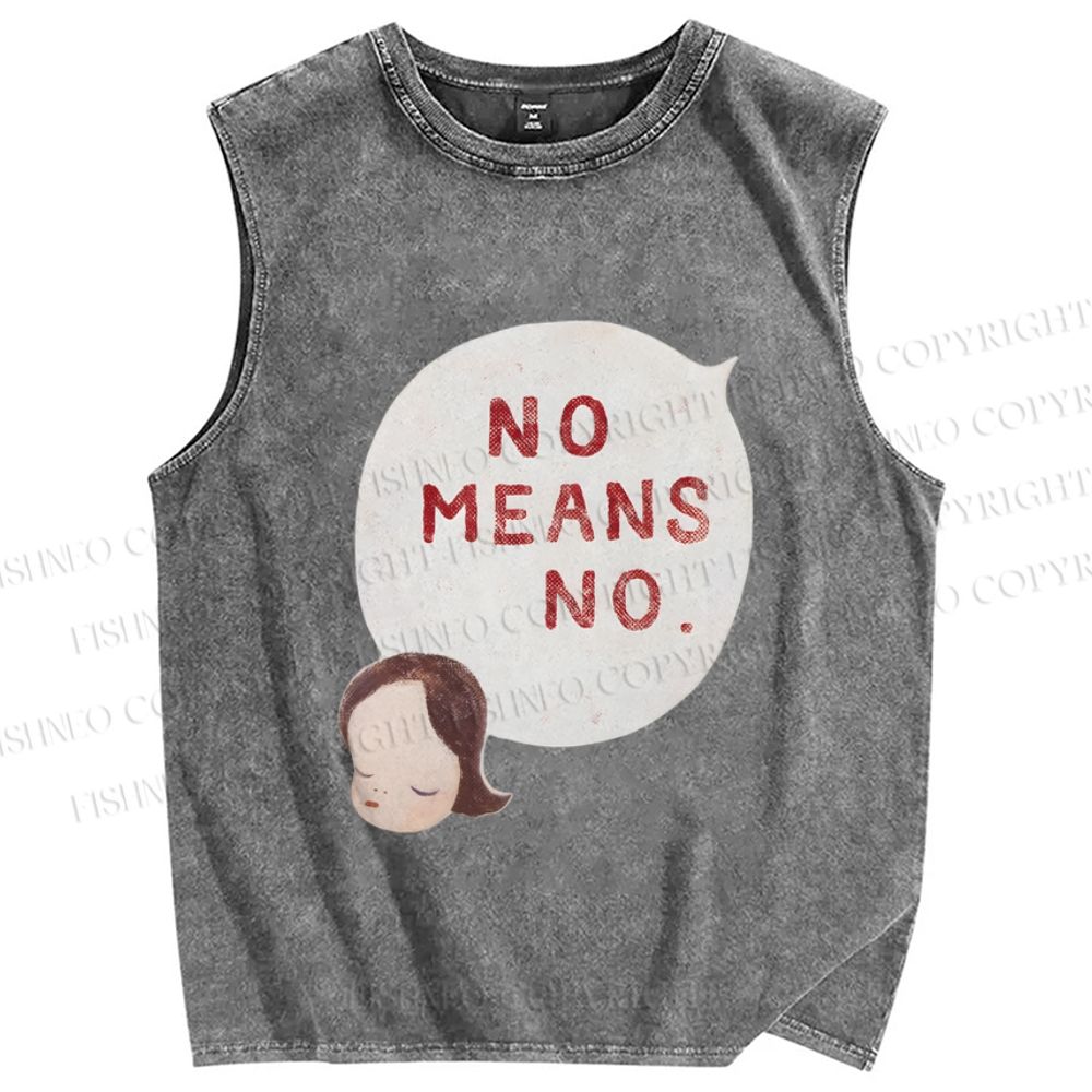 Unisex Yoshitomo Nara No Means No Printed Washed Tank Top
