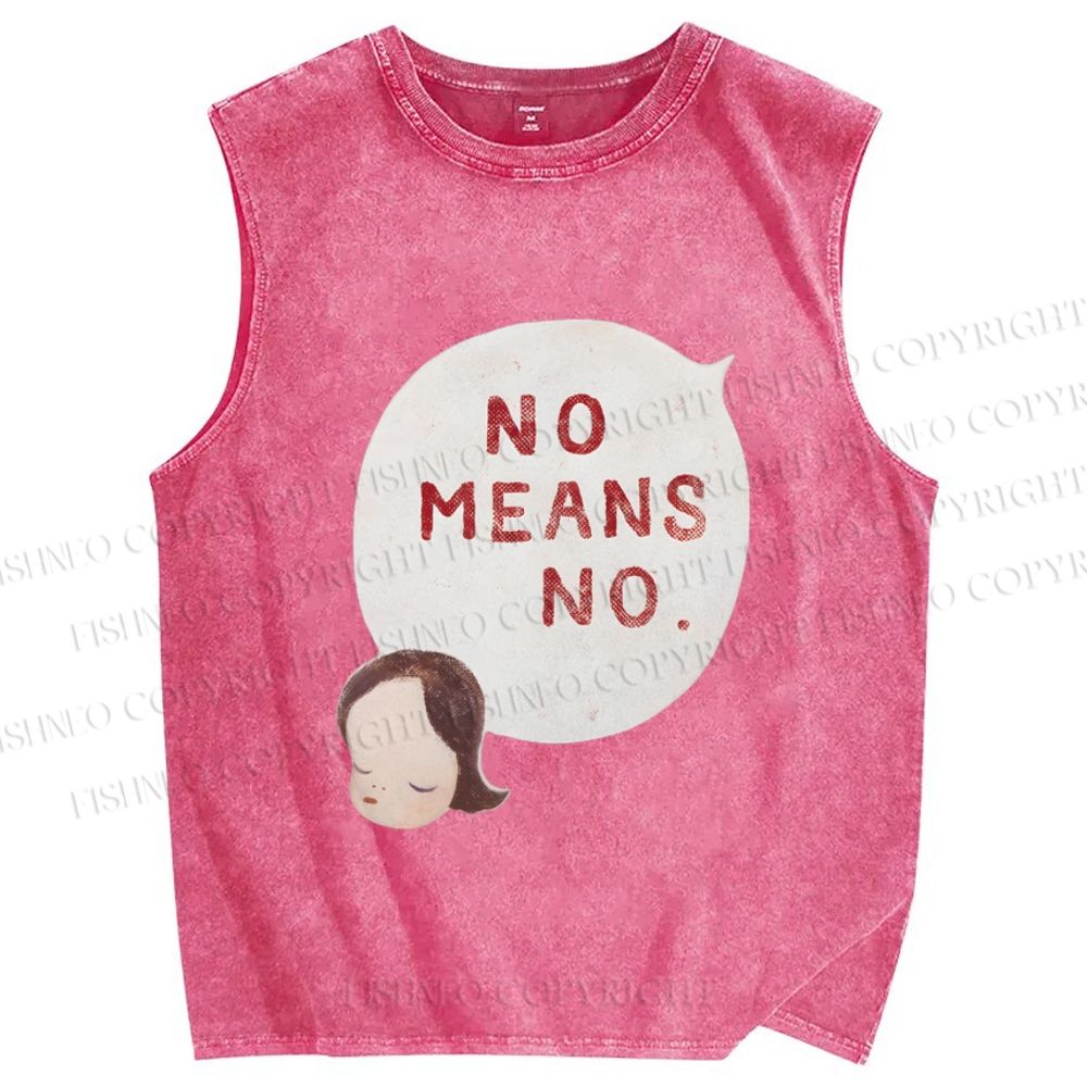Unisex Yoshitomo Nara No Means No Printed Washed Tank Top