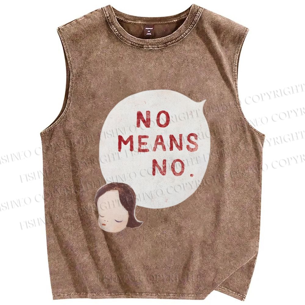 Unisex Yoshitomo Nara No Means No Printed Washed Tank Top