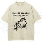 Unisex Interesting Frog Printed Washed Tee