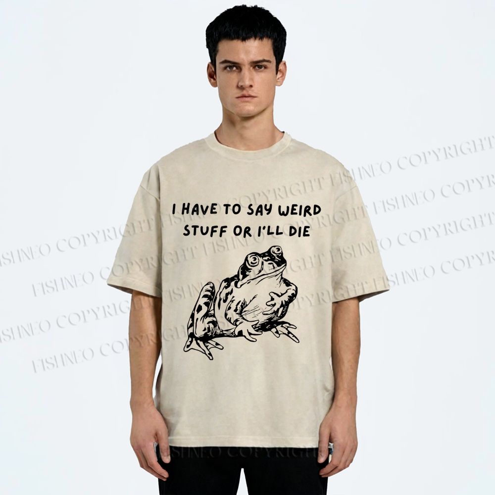 Unisex Interesting Frog Printed Washed Tee