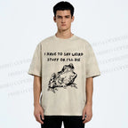 Unisex Interesting Frog Printed Washed Tee