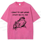 Unisex Interesting Frog Printed Washed Tee