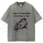 Unisex Interesting Frog Printed Washed Tee