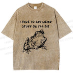 Unisex Interesting Frog Printed Washed Tee