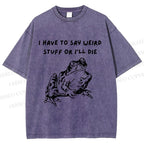 Unisex Interesting Frog Printed Washed Tee