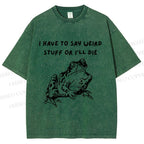 Unisex Interesting Frog Printed Washed Tee
