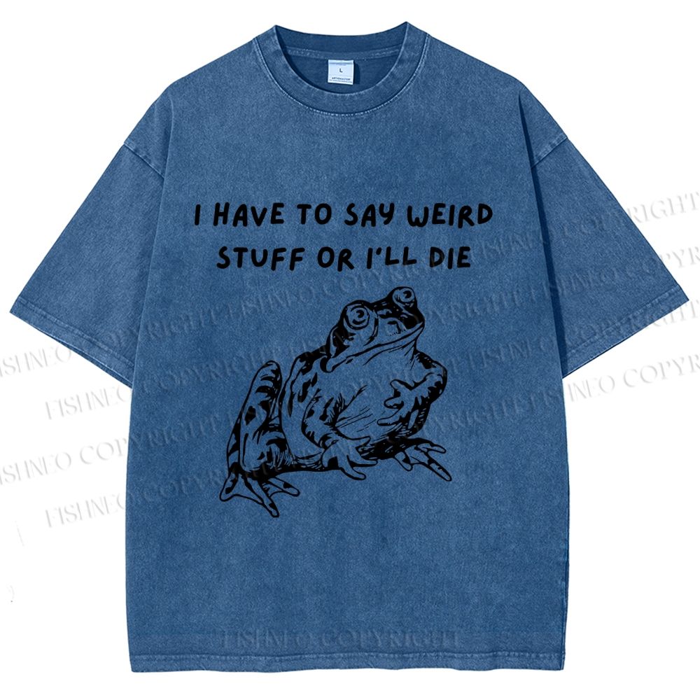 Unisex Interesting Frog Printed Washed Tee