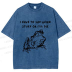 Unisex Interesting Frog Printed Washed Tee