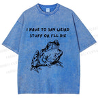 Unisex Interesting Frog Printed Washed Tee
