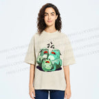Unisex Musical Frog Printed Washed Tee