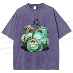 Unisex Musical Frog Printed Washed Tee