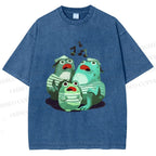 Unisex Musical Frog Printed Washed Tee