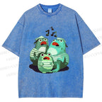Unisex Musical Frog Printed Washed Tee