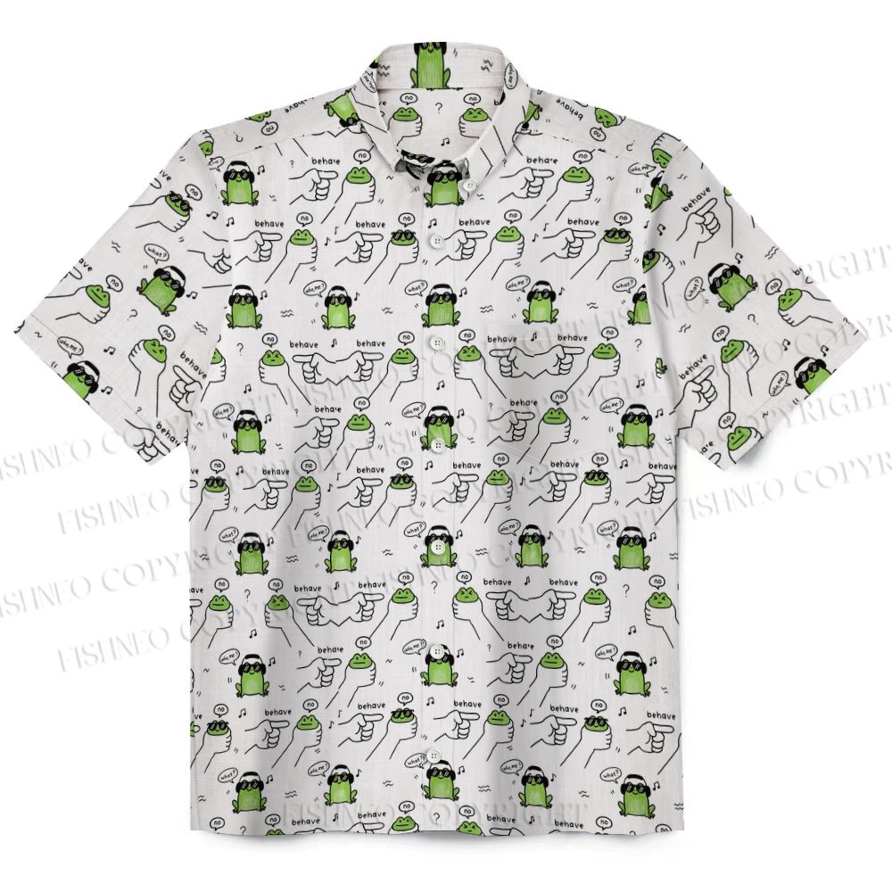 Men's Dishonest Frog Printed Short Sleeve Shirts