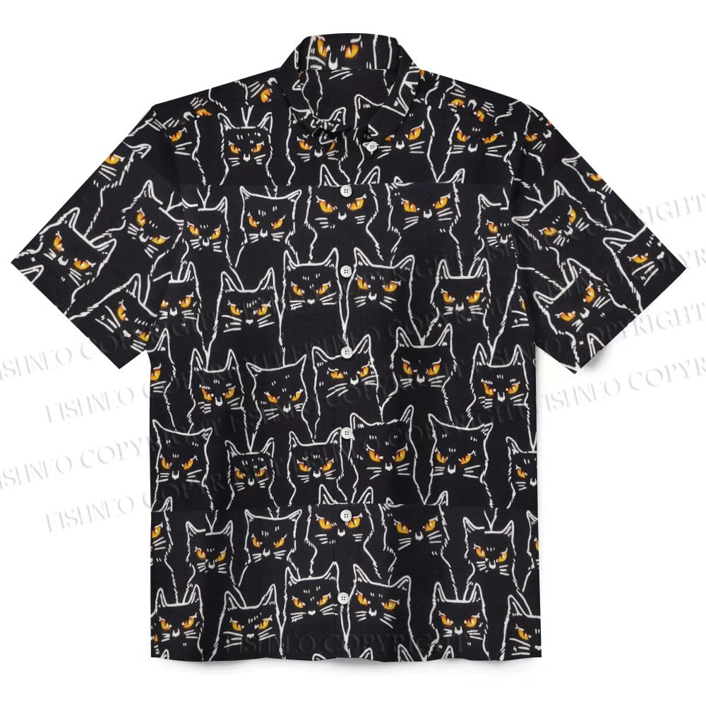 Men's Simple Cat Printed Short Sleeve Shirts