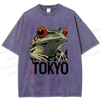 Unisex Tokyo Frog Printed Washed Tee