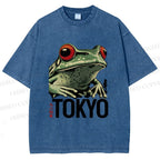 Unisex Tokyo Frog Printed Washed Tee