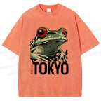 Unisex Tokyo Frog Printed Washed Tee
