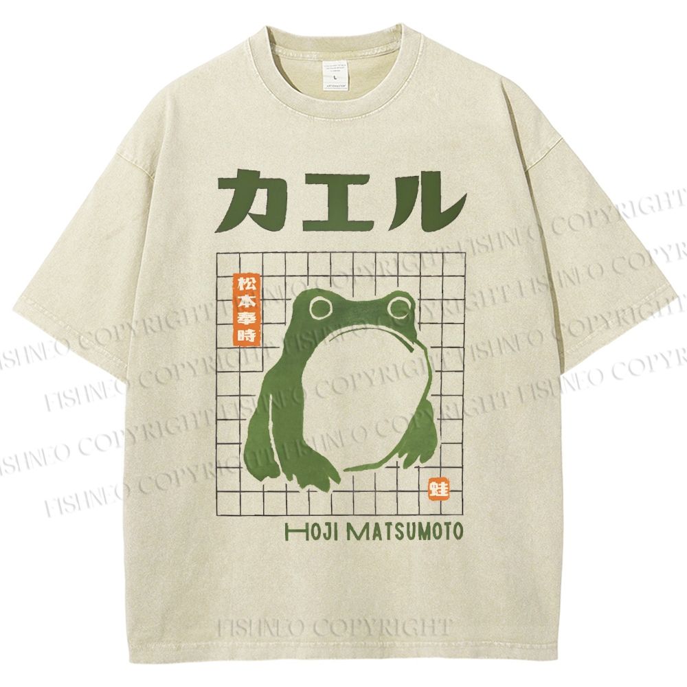 Unisex Matsumoto Hoji Japanese Frog Printed Washed Tee