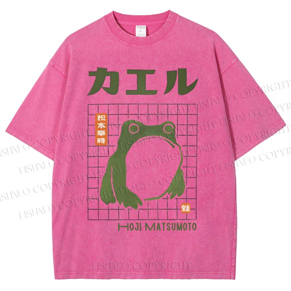 Unisex Matsumoto Hoji Japanese Frog Printed Washed Tee