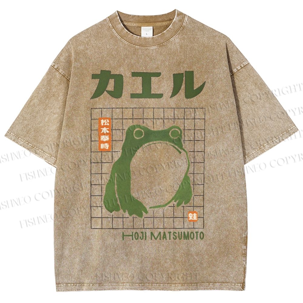 Unisex Matsumoto Hoji Japanese Frog Printed Washed Tee