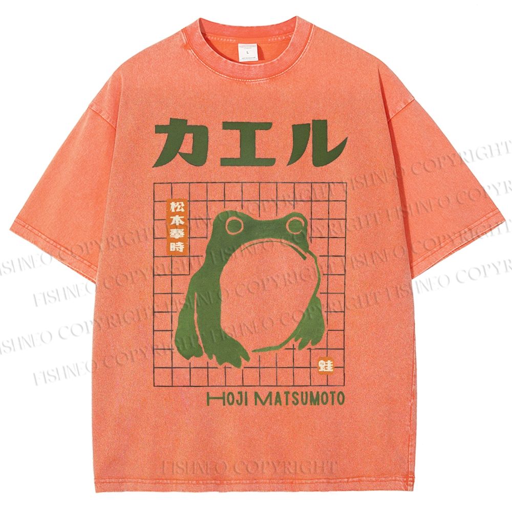 Unisex Matsumoto Hoji Japanese Frog Printed Washed Tee