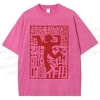 Unisex Wordplay Man Graffiti Printed Washed Tee
