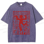 Unisex Wordplay Man Graffiti Printed Washed Tee