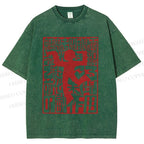 Unisex Wordplay Man Graffiti Printed Washed Tee