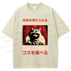 Unisex Embrace Dread Raccoon Printed Washed Tee