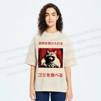 Unisex Embrace Dread Raccoon Printed Washed Tee