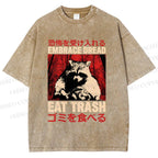 Unisex Embrace Dread Raccoon Printed Washed Tee