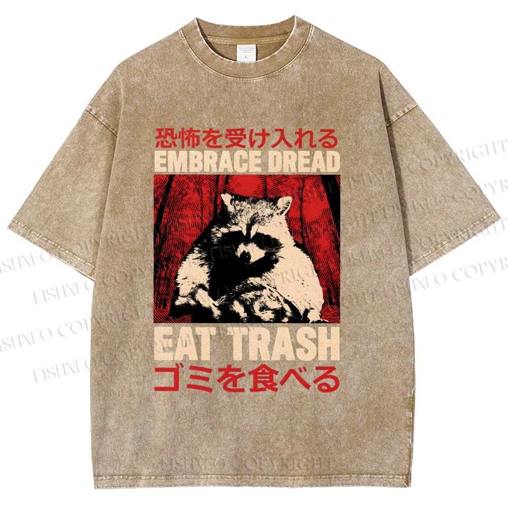 Unisex Embrace Dread Raccoon Printed Washed Tee