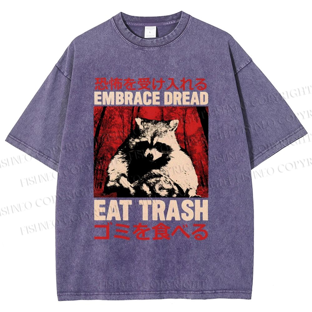 Unisex Embrace Dread Raccoon Printed Washed Tee