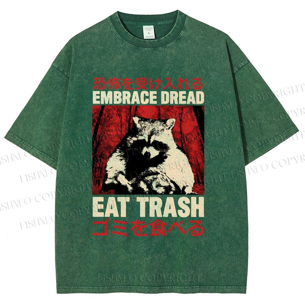 Unisex Embrace Dread Raccoon Printed Washed Tee