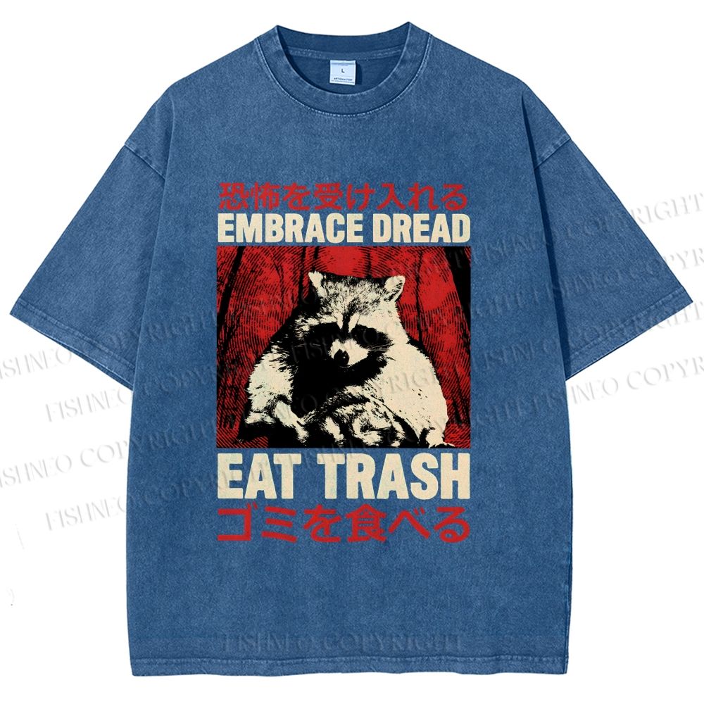 Unisex Embrace Dread Raccoon Printed Washed Tee