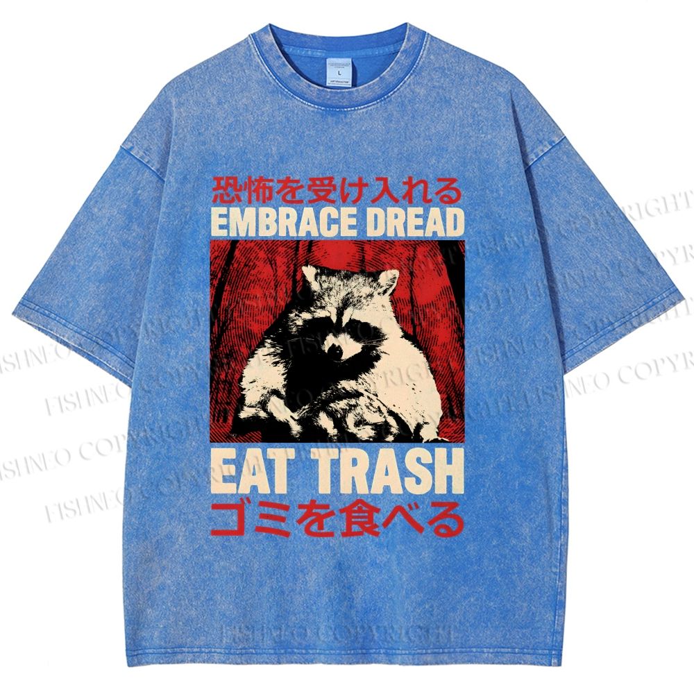 Unisex Embrace Dread Raccoon Printed Washed Tee