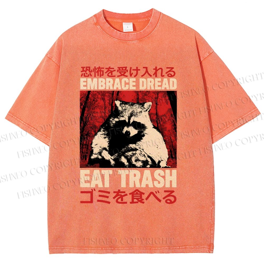 Unisex Embrace Dread Raccoon Printed Washed Tee