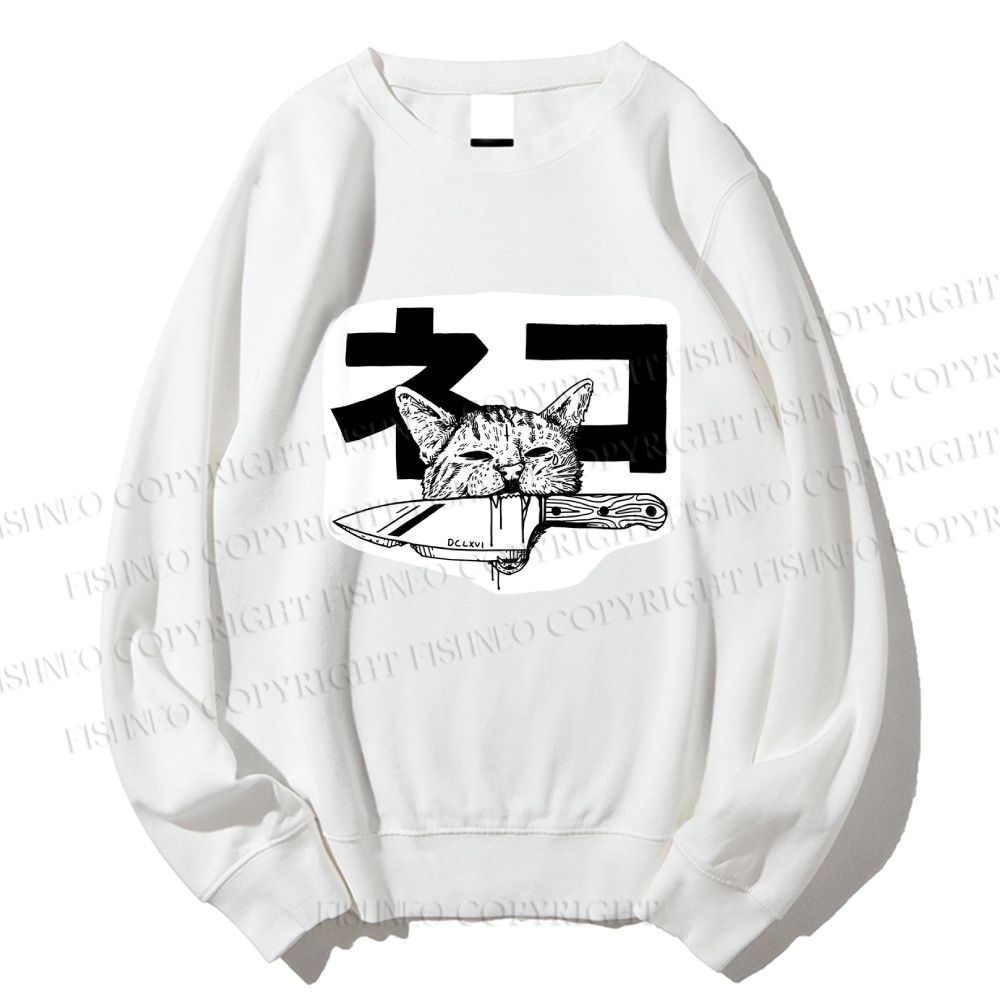 Unisex Neko Cat Printed Sweatshirt