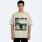 Sorry I Can't Go I'm An Inside Cat Washed T-Shirt