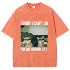 Sorry I Can't Go I'm An Inside Cat Washed T-Shirt